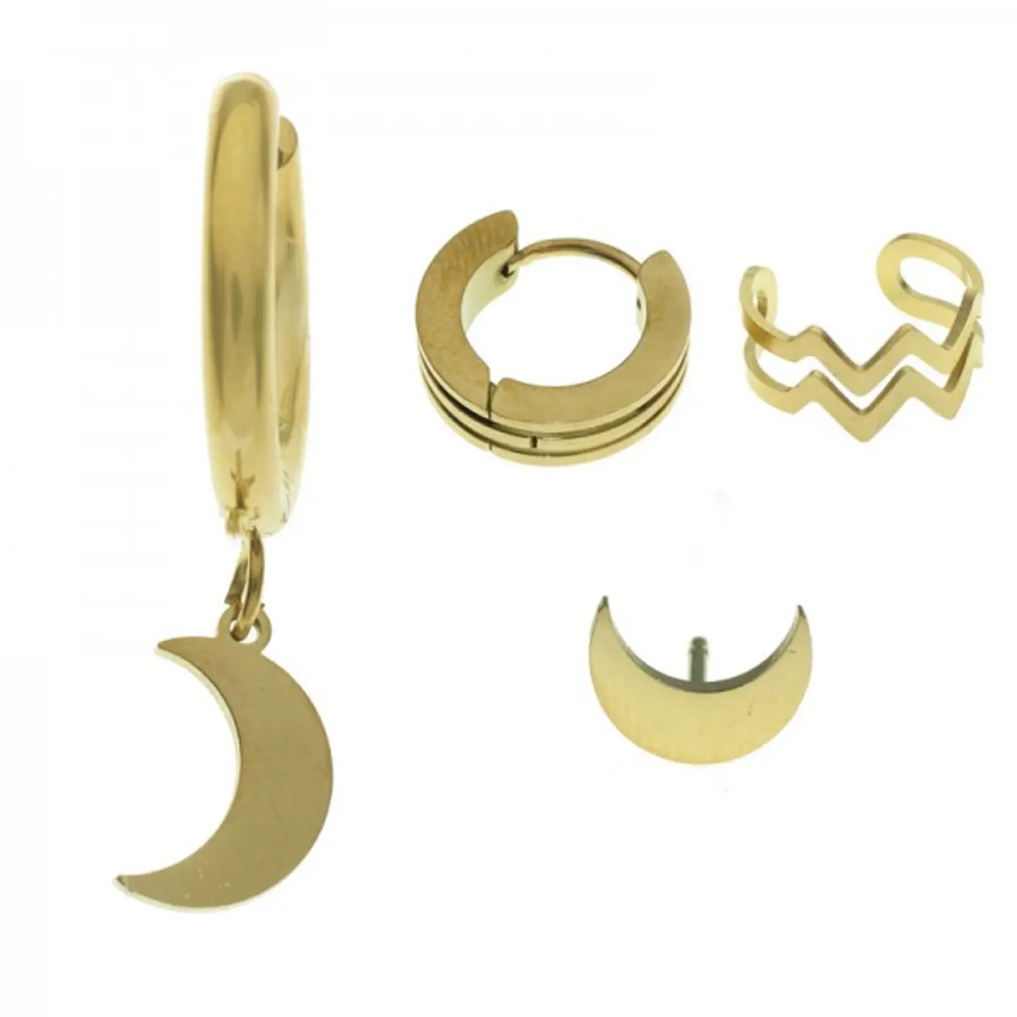 Pack de 4 pendientes en acero dorado 1