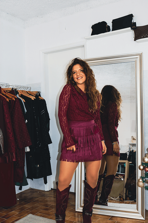 Saias/Calção de franjas curta