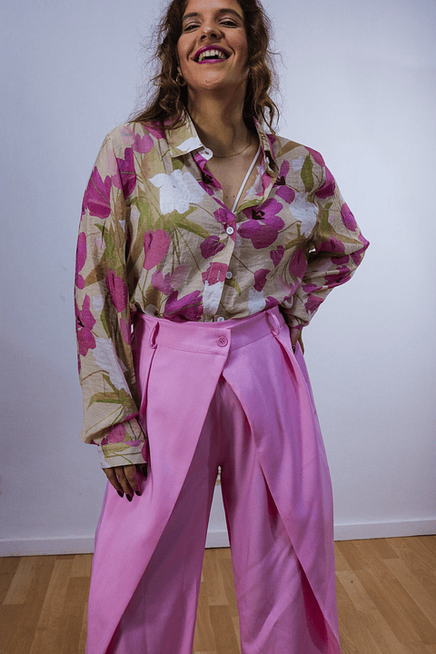 Calças de fato com botão 