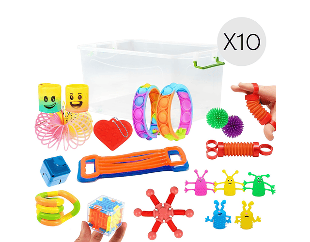 Pack 10 Mini Box Sensorial Juguetes Varios De Descompresión Autismo