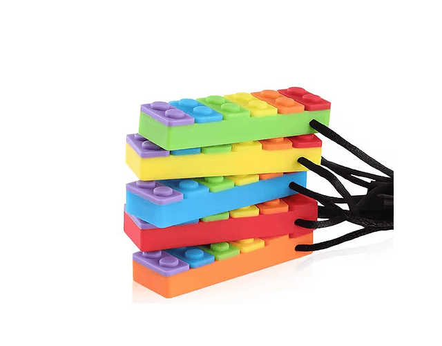 Pack 3 Collares Sensoriales Mordedor Autismo Tdah Modelo Lego