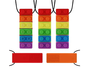 Pack 3 Collares Sensoriales Mordedor Autismo Tdah Modelo Lego