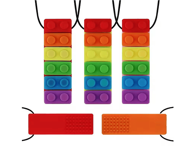 Pack 3 Collares Sensoriales Mordedor Autismo Tdah Modelo Lego