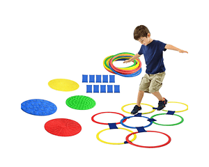 Set De Equilibrio Y Coordinación, 10 Aros + 4 Pisos Texturas Variado
