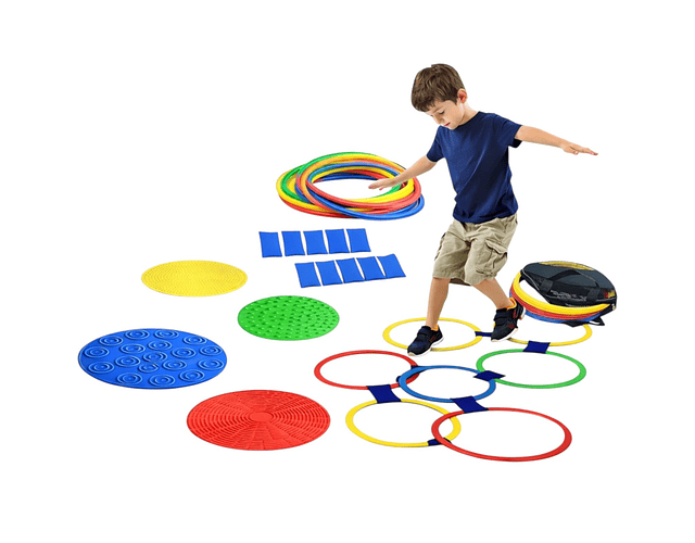 Set De Equilibrio Y Coordinación, 10 Aros + 4 Pisos Texturas Variado