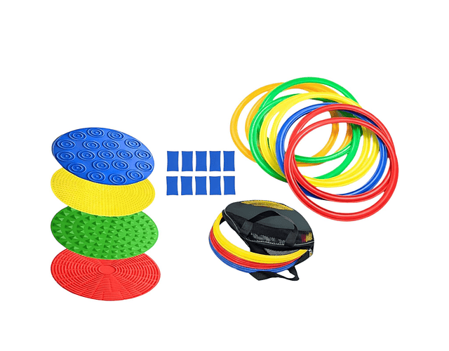 Set De Equilibrio Y Coordinación, 10 Aros + 4 Pisos Texturas Variado