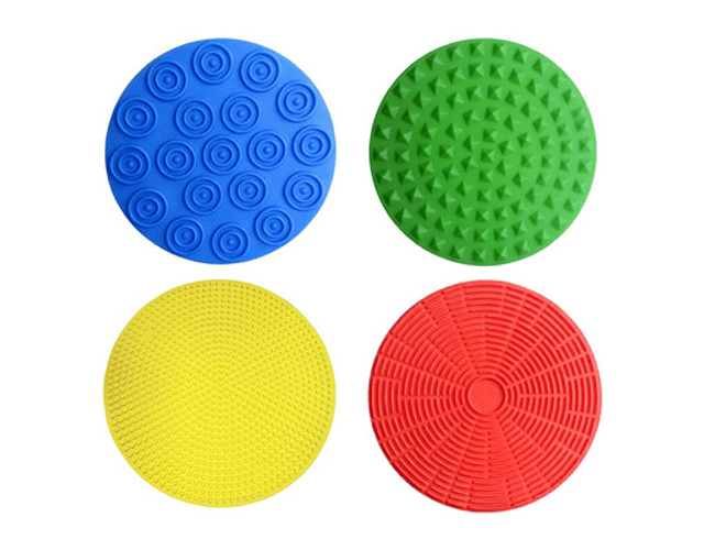 4 Discos Con Texturas Procesamiento Sensorial Autismo 17cm Variado Pisos