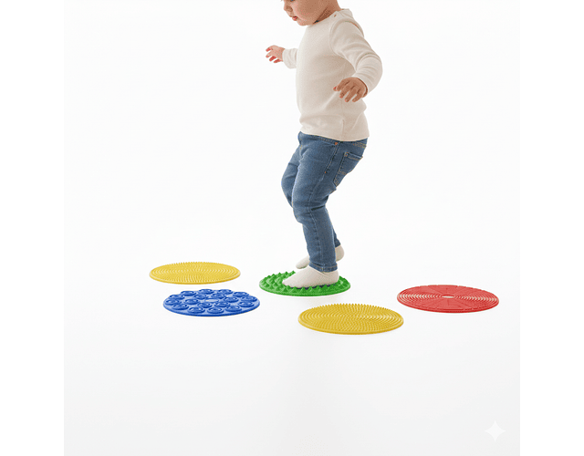 4 Discos Con Texturas Procesamiento Sensorial Autismo 17cm Variado Pisos