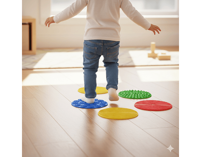 4 Discos Con Texturas Procesamiento Sensorial Autismo 17cm Variado Pisos