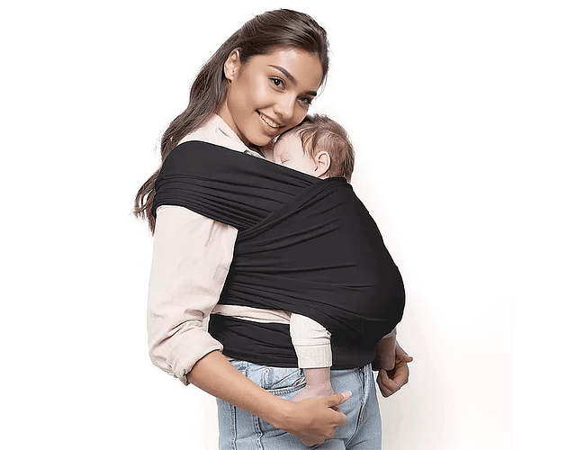 Fular Tela Bebé Multifuncional Segura Portátil Color Negro