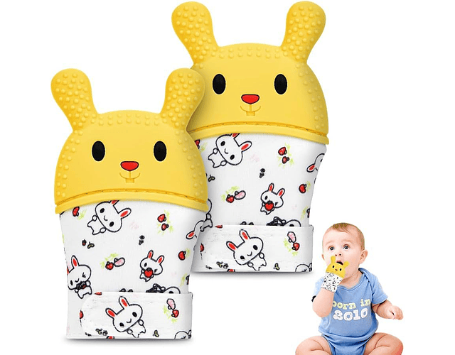 Set 2 Guantes Manoplas Para Rascar Encías Dentición De Bebés