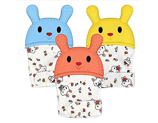 Set 2 Guantes Manoplas Para Rascar Encías Dentición De Bebés