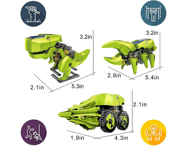 Kit De Ciencia 3 En 1 Stem Solar Dinosaurio, Insecto Máquina 