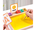 Bandeja De Escritura Montessori Con Arena Trabajar Trazos Amarillo