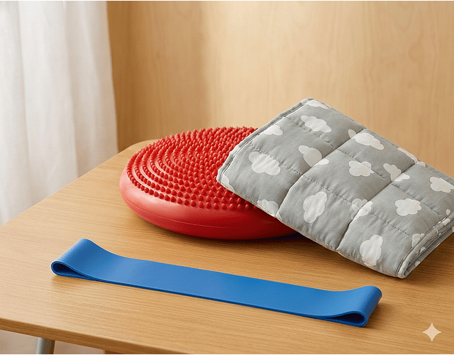 Manta De Peso + Cojín + Banda Elástica Kit Escolar Sensorial Kit Escolar Gris