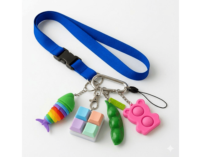 Porta Llaves Sensorial Infantil - Fidget Antiestrés Tea Tdah