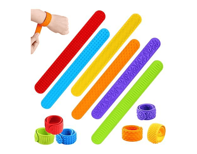 6 Pulseras De Silicona Texturizadas Ajustables Fidget Tea