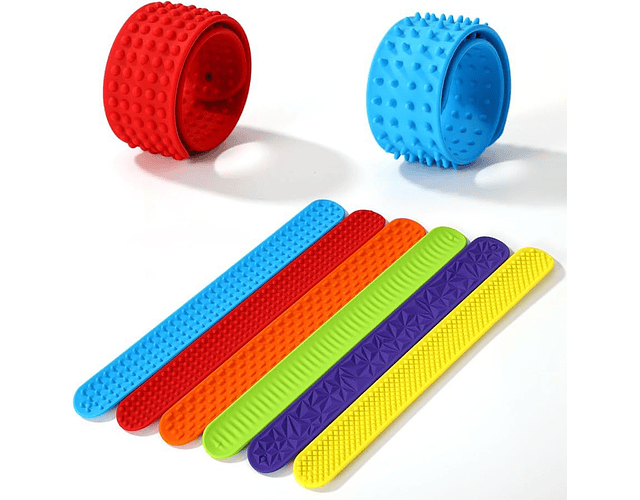 6 Pulseras De Silicona Texturizadas Ajustables Fidget Tea