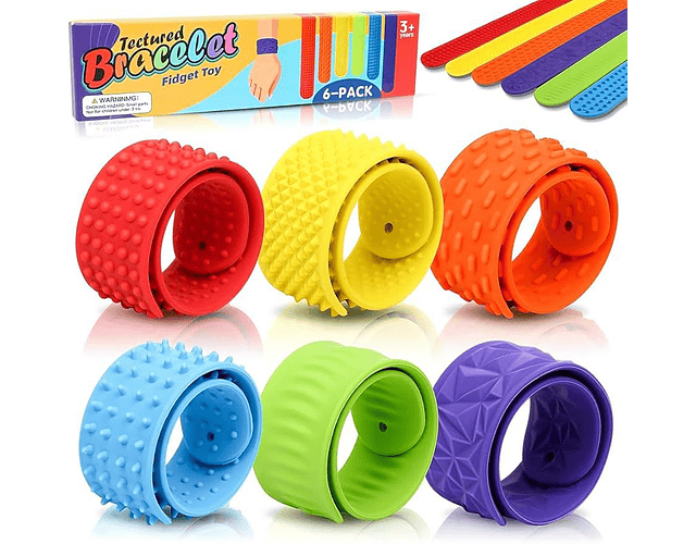 6 Pulseras De Silicona Texturizadas Ajustables Fidget Tea