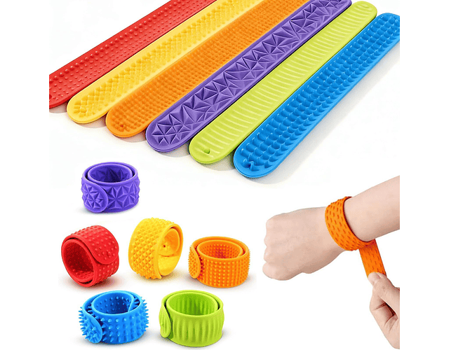 6 Pulseras De Silicona Texturizadas Ajustables Fidget Tea