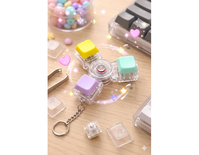 Llavero Teclado Sensorial Antiestrés Spinner Luz Relajante Tea Tdah