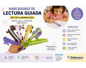 Set 6 Marcadores Lectura Guiada Infantil Ayuda Visual Tdah