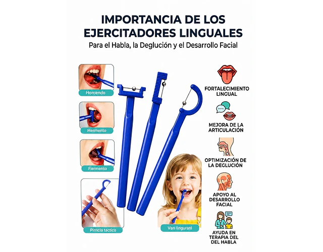 Set De 3 Ejercitadores Linguales Para Estimulación Oral