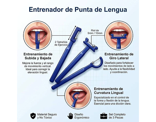 Set De 3 Ejercitadores Linguales Para Estimulación Oral