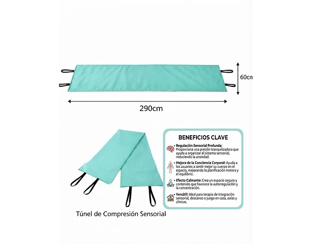 Túnel De Compresión Sensorial 2.9 M X 60 Cm Para Autismo Tda