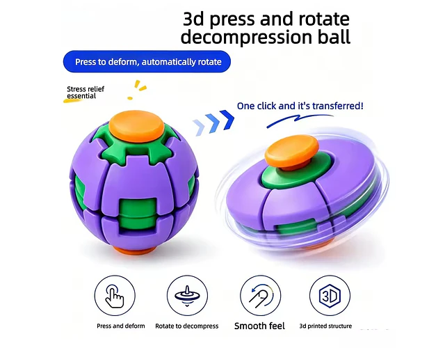 Juguete Antiestrés Fidget Spinner Pelota 3d Transformable