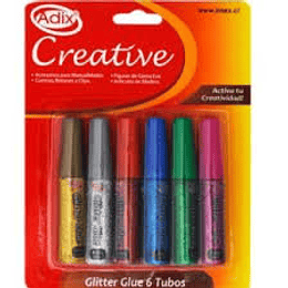 GLITTER GLUE ADIX 6 ml 6 COLORES