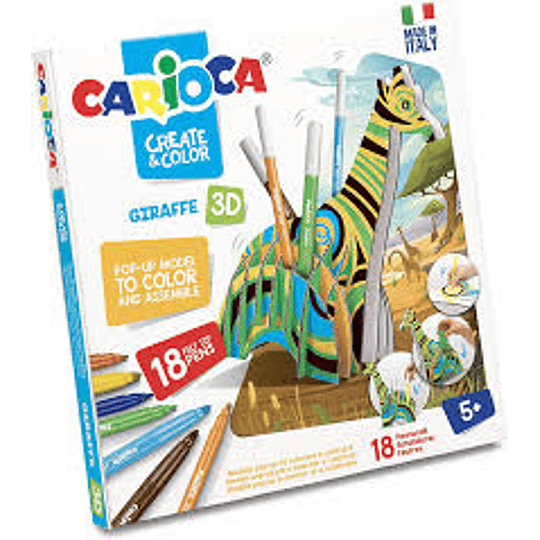 PUZZLE DIDACTICO GIRAFA Y 18 PLUMONES 5+A