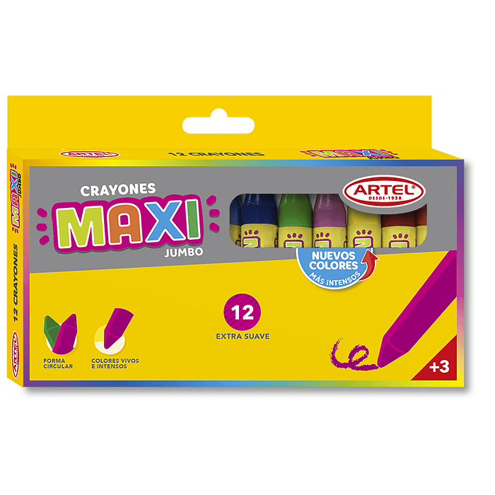 CRAYONES DE CERA ARTEL MAXI 12 COLORES