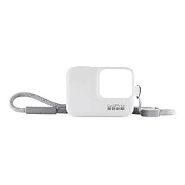 FUNDA GOPRO SILICONA + CUERDA AJUSTABLE BLANCA ACSST-002