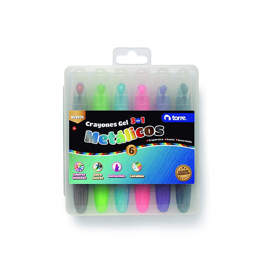 CRAYONES GEL TORRE 6 COLORES 3 EN 1