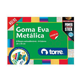 ESTUCHE TORRE GOMA EVA METALICA 6 PLIEGOS AUTOADHESIVOS 6 Col 20x30Cms