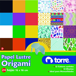 BLOCK PAPEL LUSTRE TORRE ORIGAMI 24 HJAS 16 X 16 CM