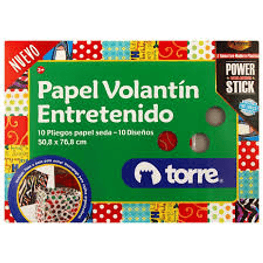 ESTUCHE TORRE PAPEL VOLANTIN ENTRETENIDO 50,8 X 76,8 10 PLIEGOS - 10 DISEÑOS