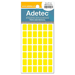 ETIQUETA ADETEC FLUORESCENTE AMARILLA 11 x 17 mm  