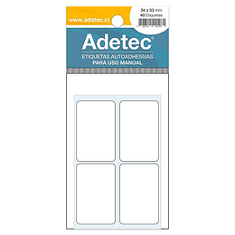 ETIQUETA BLANCA ADETEC 34 x 53 ( DESC. )