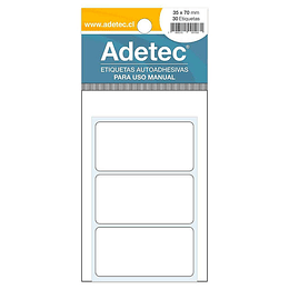 ETIQUETA BLANCA ADETEC 35 x 70 mm x 30 und.