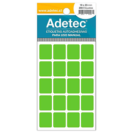 ETIQUETA ADETEC FLUORECENTE VERDE 19 X 23 mm.