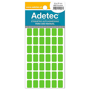 ETIQUETA ADETEC FLUORECENTE VERDE ADETEC 11 x 17 mm.