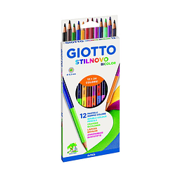 LAPICES DE COLORES GIOTTO 12 COLORES STILNOVO BICOLOR