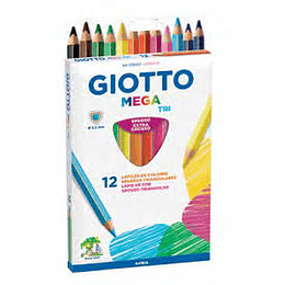 LAPICES DE COLOR GIOTTO MEGA-TRI 12 Colores LARGO