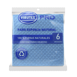 PAÑO ESPONJA VIRUTEX CELESTE X 6 VTX PRO 