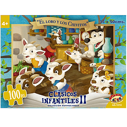 PUZZLE 100 PIEZAS EL LOBO Y LOS CHIVITOS 35X50 CMS. (AA-1010)