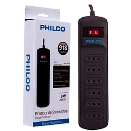 PROTECTOR DE SOBREVOLTAJE PHILCO P9186 6 ENCHUFES 2200W 1.5MTS