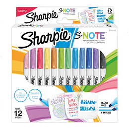 DESTACADORES SHARPIE BISELADOS SNOTE 12 COLORES (2133103)