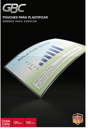 CAJA TERMOLAMINADO ACCO BRANDS DOBLE CARTA 292x445mm 125MIC. 100Unid 1